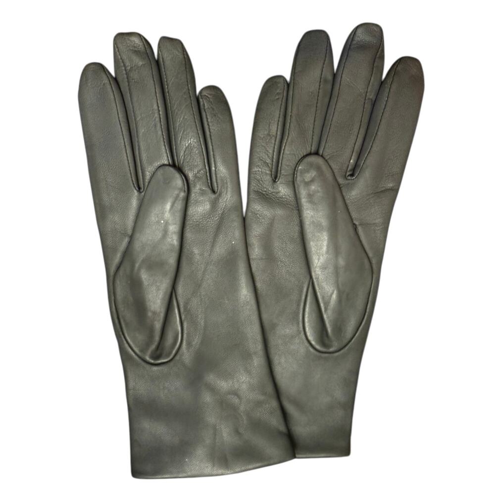 FOWNES BROTHERS Leather Gloves Charcoal Gray Cashmere Lined Medium NWT - Picture 7 of 7